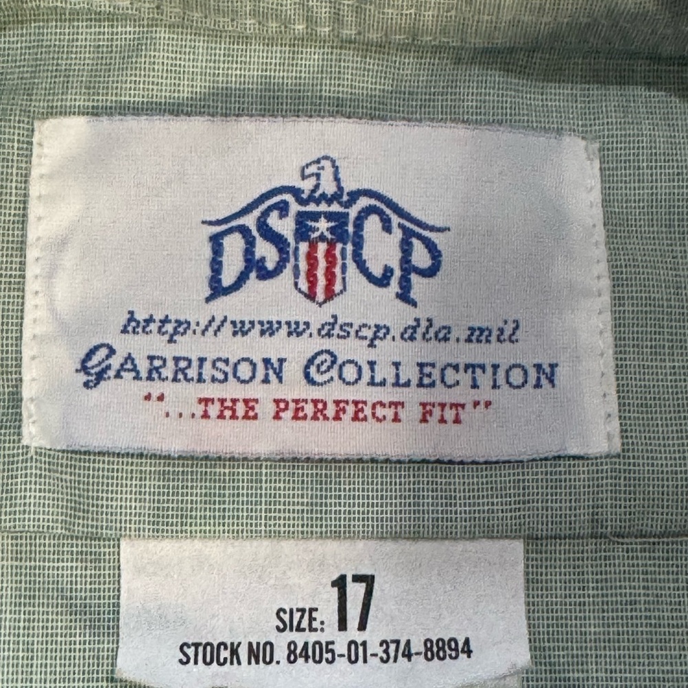 US Military DSCP AG-415 Shirt Mens Size 17 Green Short Sleeve Uniform - Picture 5 of 11